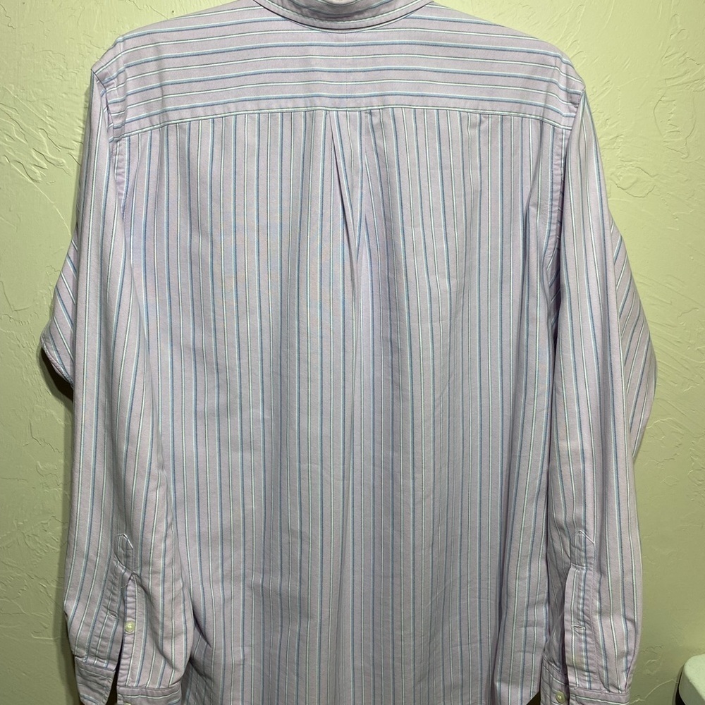 Ralph Lauren Classic Fit Mens Shirt Sz XL Pony LS Button Down Purple Blue Stripe - Picture 3 of 8